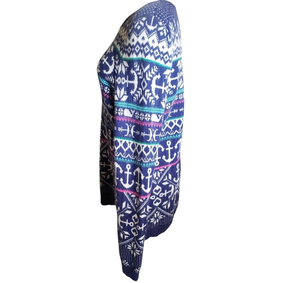 Vineyard Vines Sweater Womens XL Nautical Blue Anchor Pattern Cashmere Pullover - Picture 3 of 11